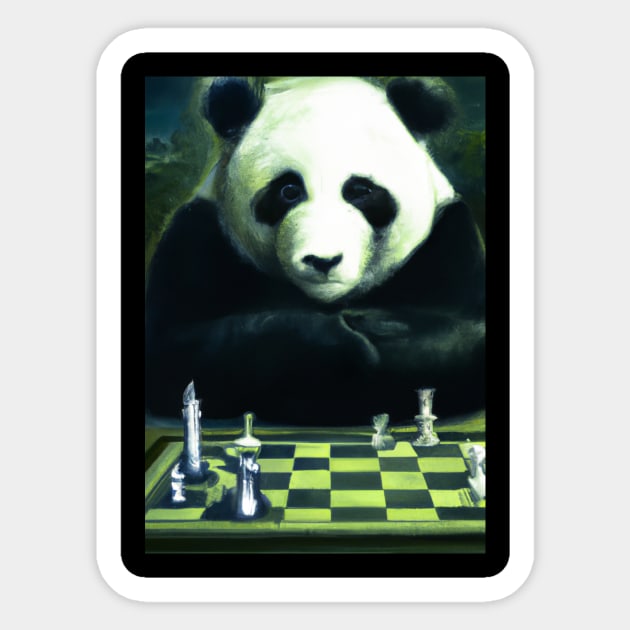 Panda Plays Chess Sticker by maxcode